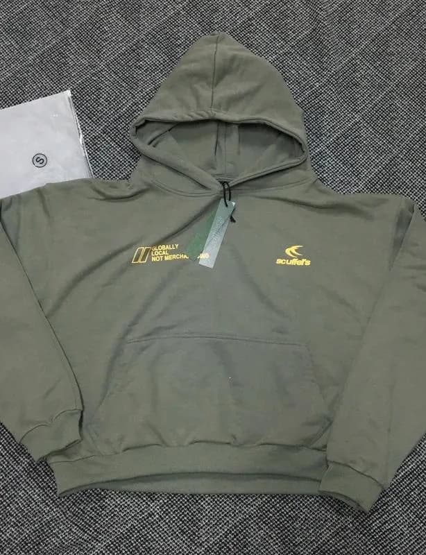 Scuffers Hoodie Embroidered Logo — SCU502-绿色黄字+纯棉+吊牌logo