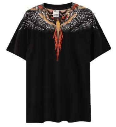 Wings T-Shirt Multicolor Wings Print — D40 oriental eagle black