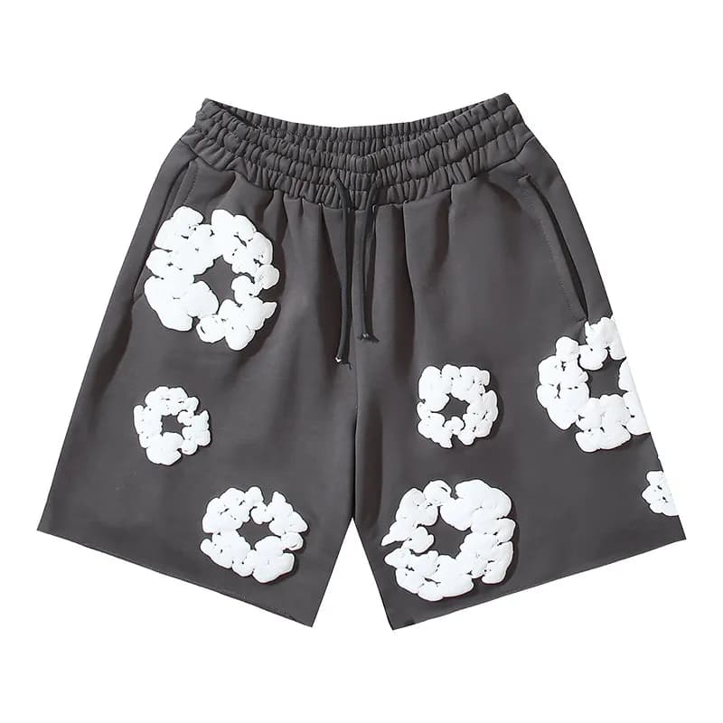Balenciaga Flower-Embroidered Shorts Cloud Flower Appliqué