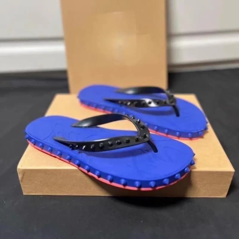 Christian Louboutin Spiky Flip-Flop Monogram Spike — 蓝色