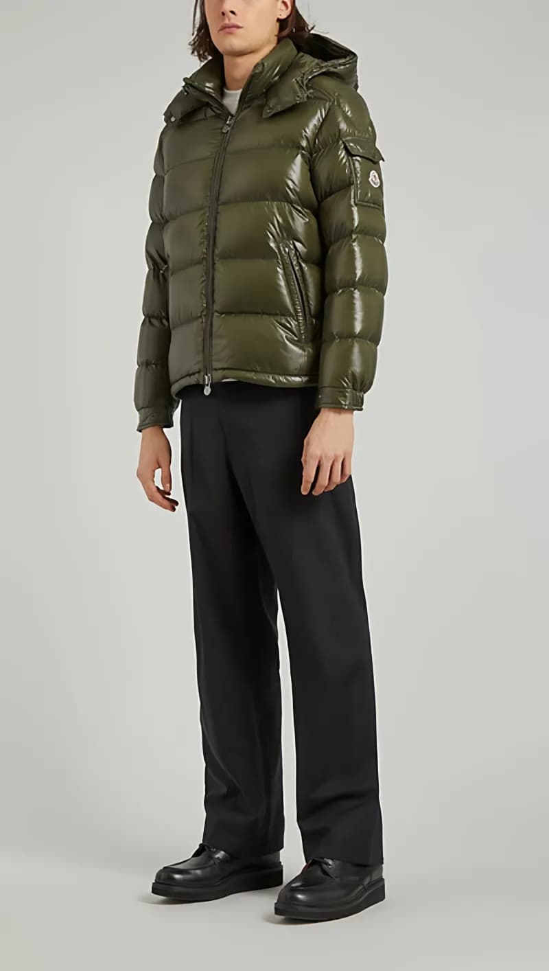 Moncler Puffer Jacket Glossy Nylon — Armygreen Military Green