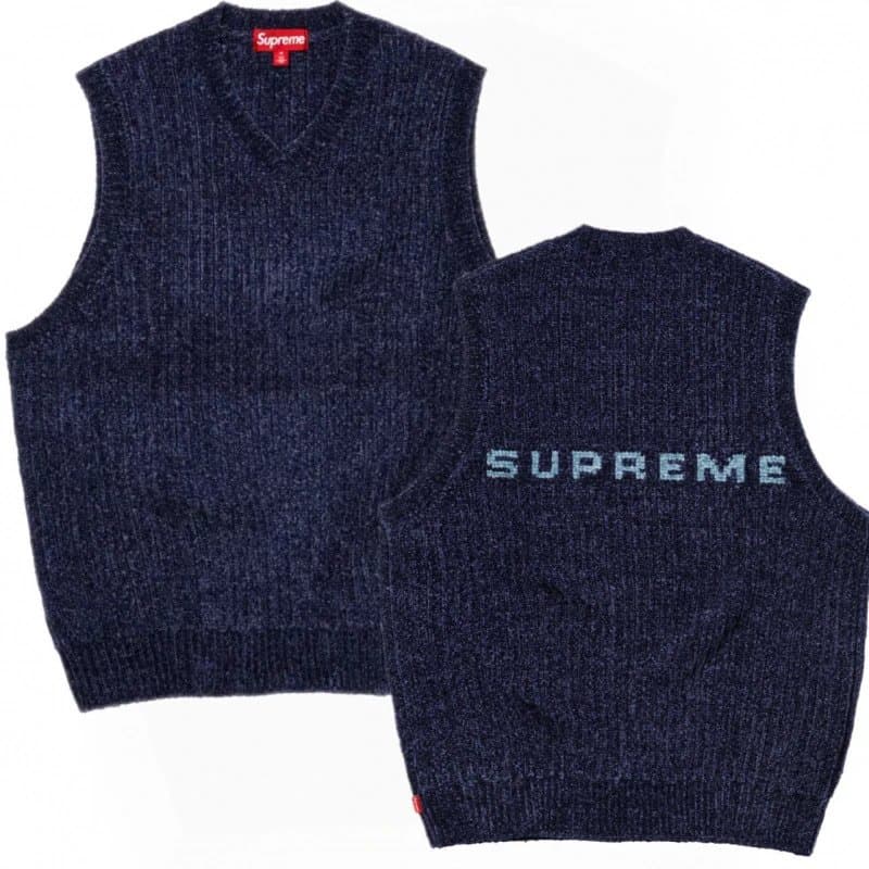 Supreme Knit Vest Pixel Logo — M003宝蓝色