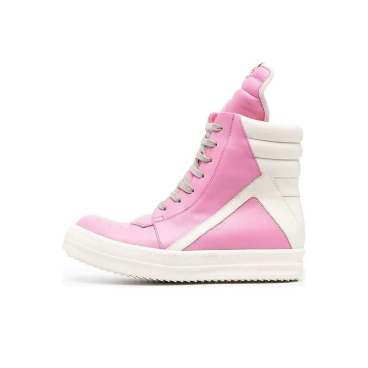 Rick Owens Drkshdw Ramones Suede — 倒三角粉色细鞋带