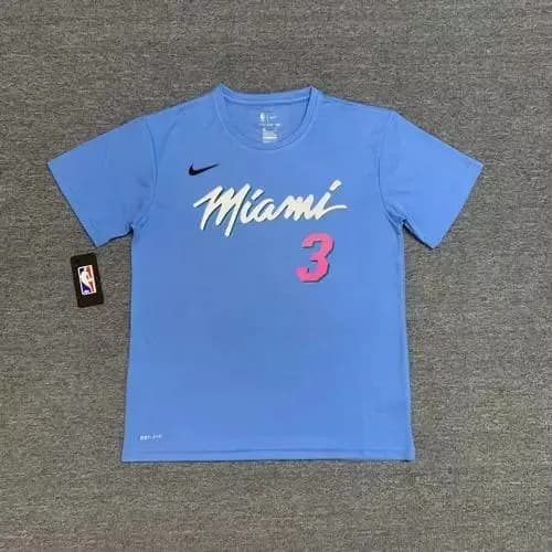 Nike Miami City Edition Tee Light Blue with Script 'Miami' and Pink '3'
