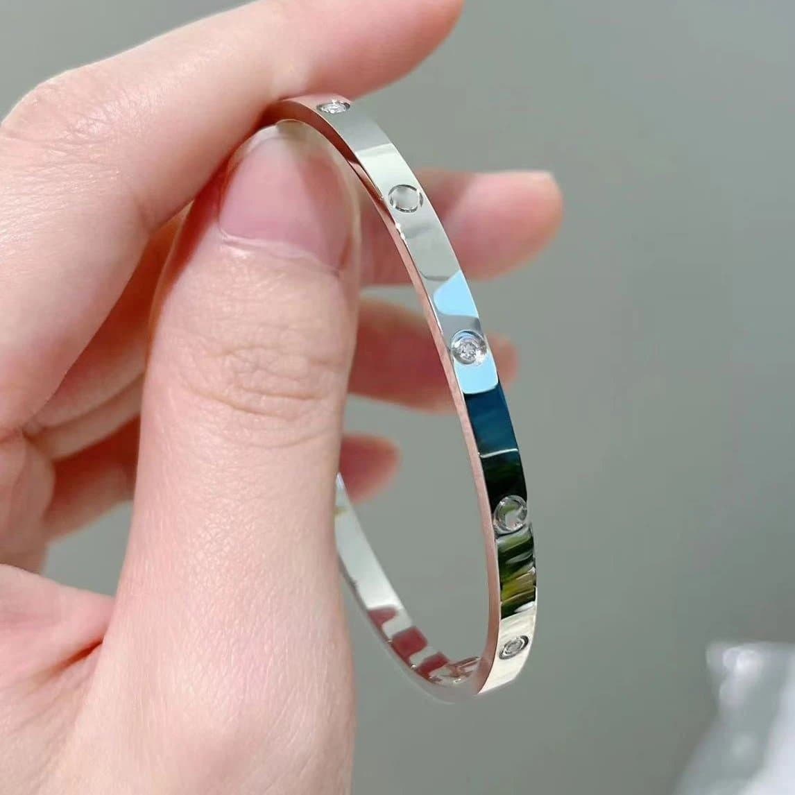 Cartier Juste Un Clou Bracelet Medium — 窄版白金色六钻