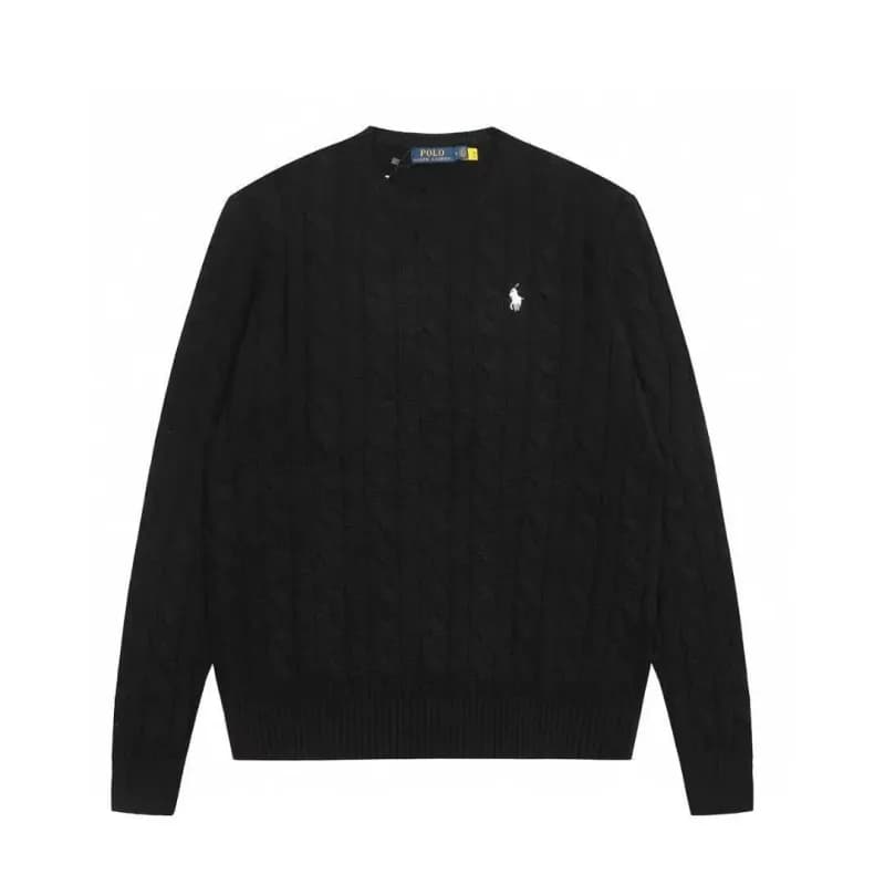 Polo Ralph Lauren Cable Knit Quarter-Zip Sweater Classic Cable — 黑色毛衣(小白马)