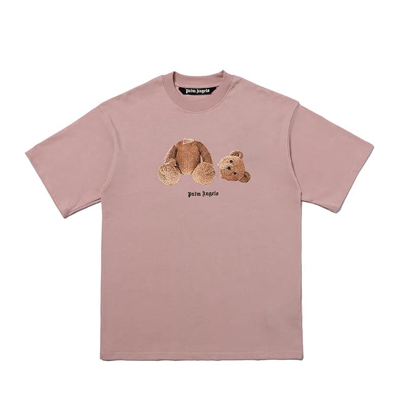Palm Angels Graphic Tee Bear Flag Print — 2058 pink