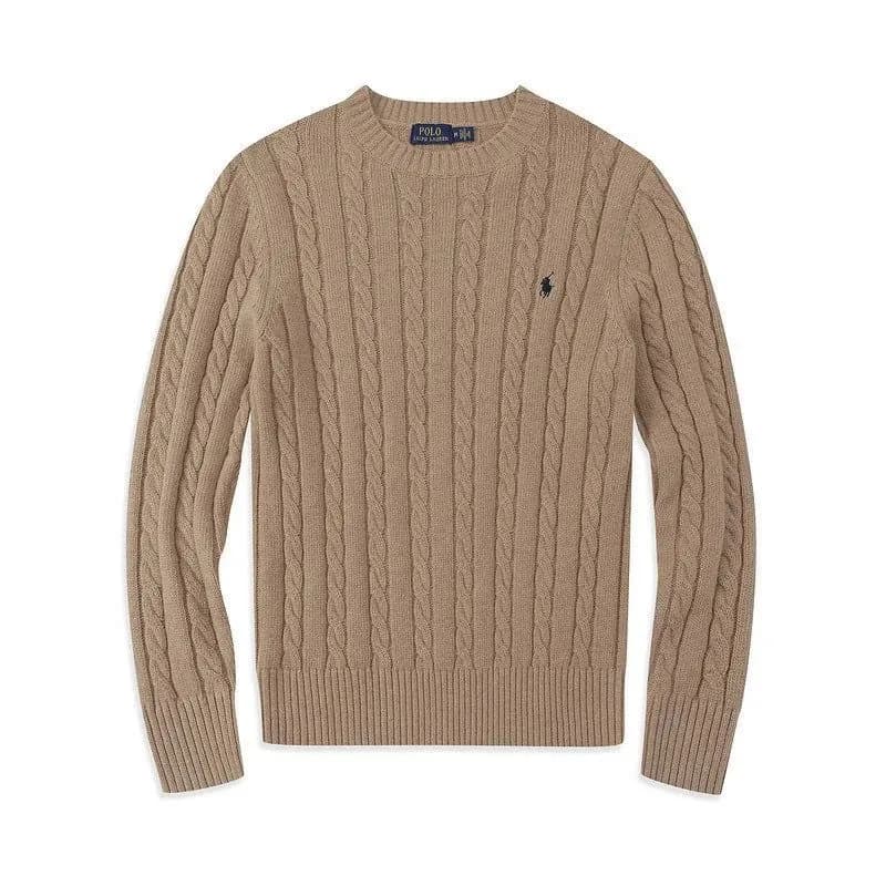 Polo Ralph Lauren Cable Knit Quarter-Zip Sweater Classic Cable — 卡其色毛衣(小黑马)