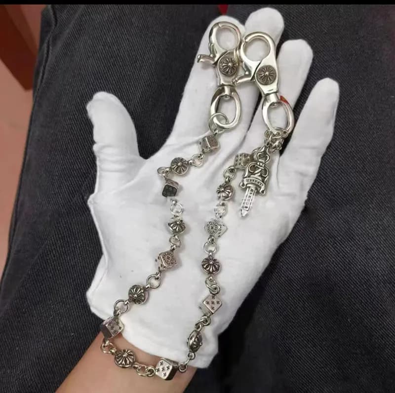 Chrome Hearts Dice Chain Keychain Sterling Silver