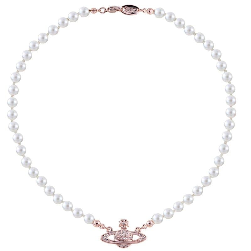 Vivienne Westwood Pearl Necklace Orb Pendant — 玫瑰金