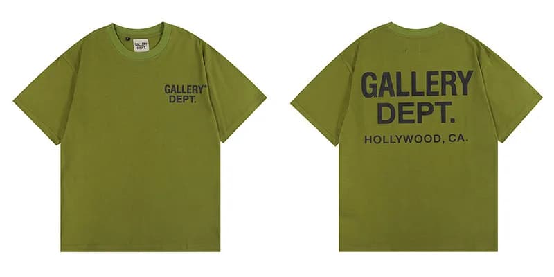 Gallery Dept. Hooded Sweatshirt Gallery Dept Hollywood CA Print — 6001 green