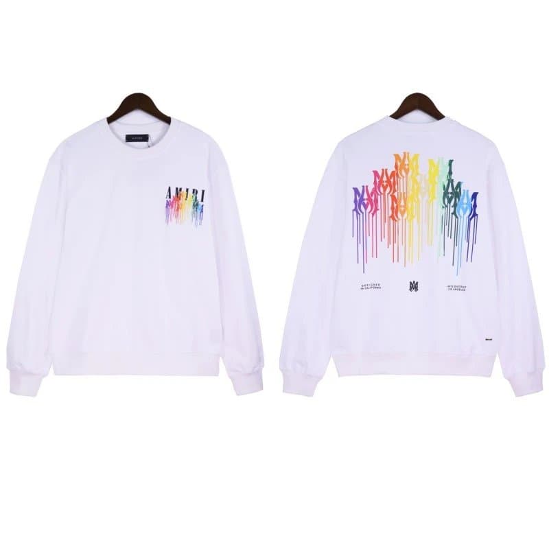 Amiri Crewneck Sweatshirt Rainbow Drip Logo