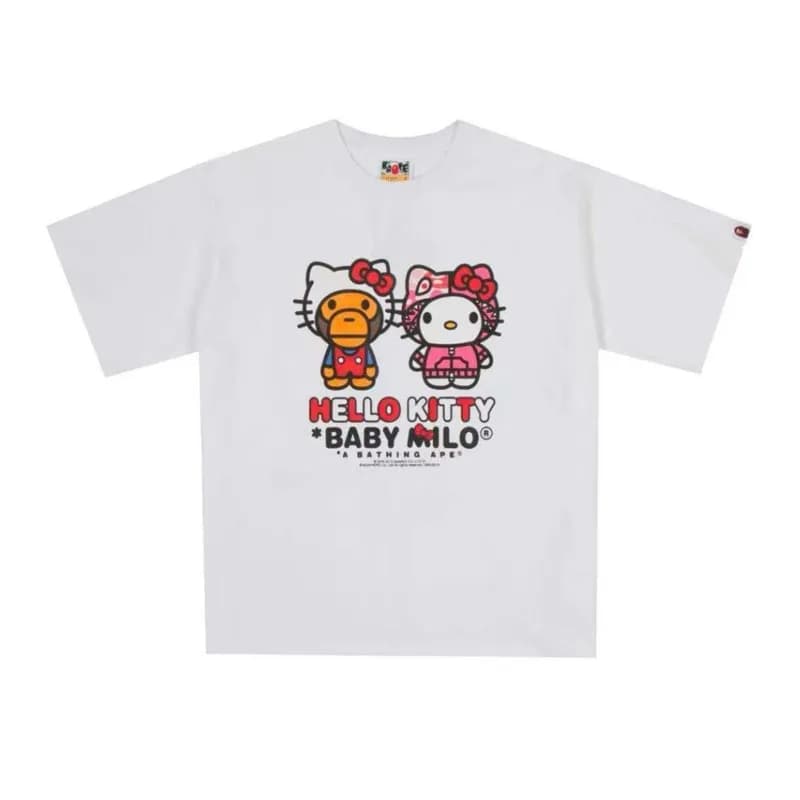 BAPE Graphic T-Shirt Hello Kitty x Baby Milo — 148 white powder