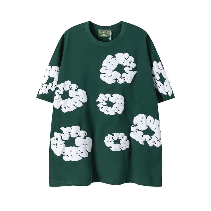Balenciaga Flower Hoodie and Joggers Set 3D Flower Print — T恤绿色