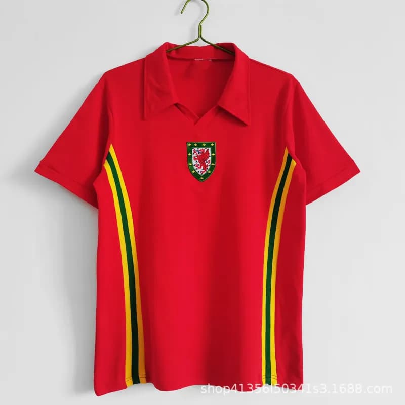 Adidas V-Neck Soccer Jersey Team Crest Edition — 1976 wales home game