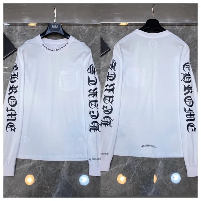 Chrome Hearts Long Sleeve Tee Pink Cross Logo — 9011白色