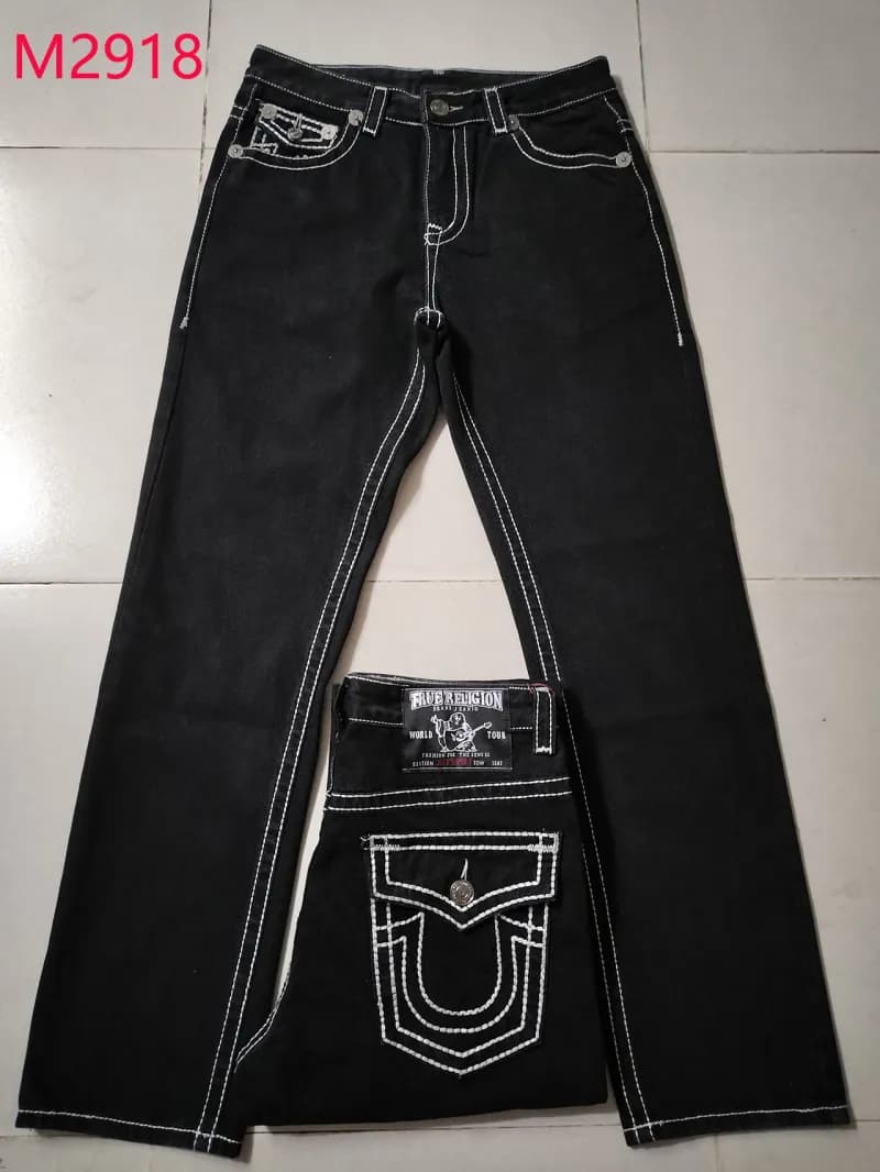 Straight Fit Jeans Splatter Paint — 黑色白粗线 M2918