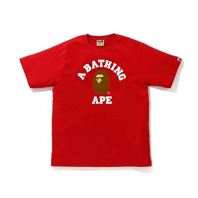 BAPE Short Sleeve Tee Ape Head Logo — 740红色