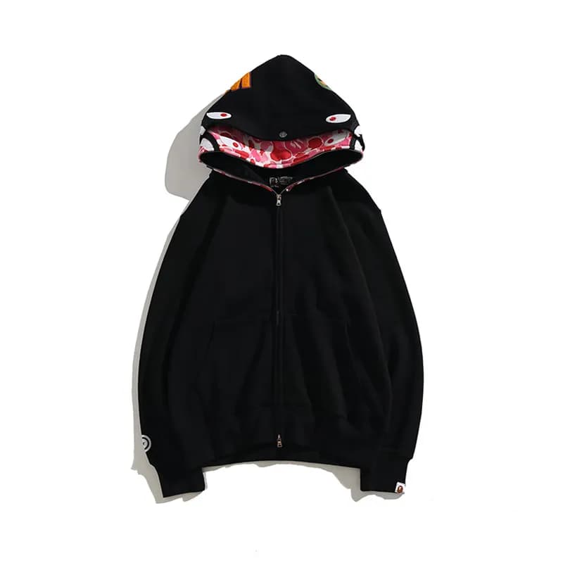 BAPE Shark Hoodie Camo Print — 黑粉色-双帽【原版品质】