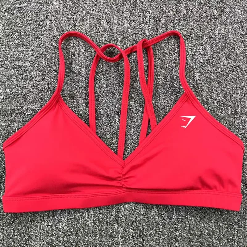 Strappy Sports Bra V-Neck Cross-Back