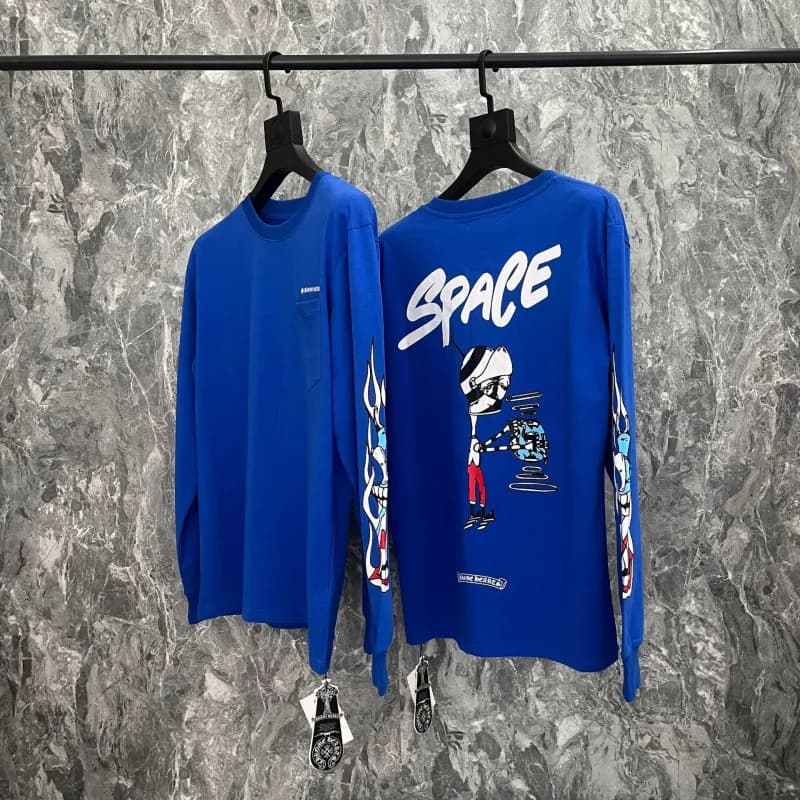 Raglan Long Sleeve Tee Chrome Hearts Crest — 9014 blue
