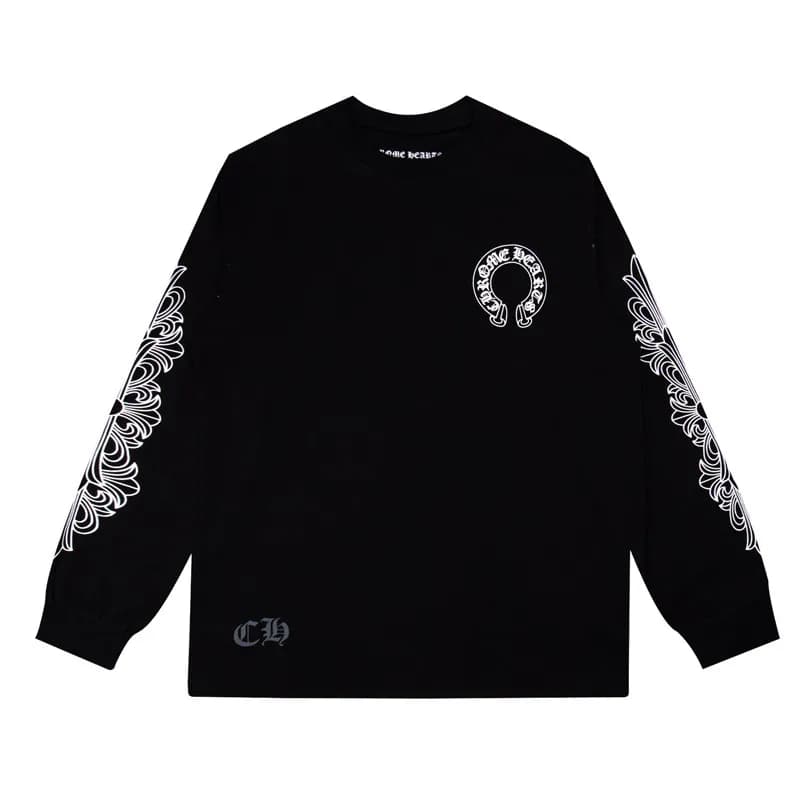 Raglan Long Sleeve Tee Chrome Hearts Crest — K8005 black