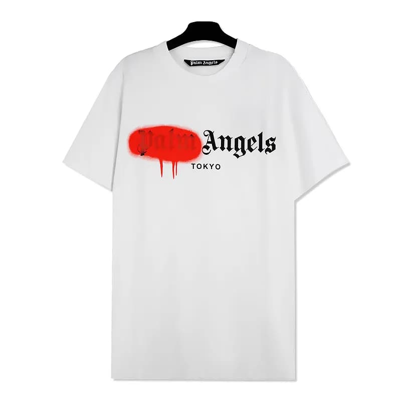 Palm Angels Tee Palm Tree Logo — 2197白-红印花