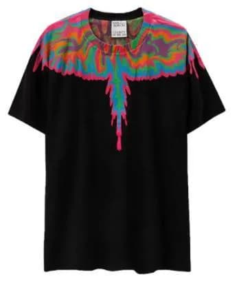 Wings T-Shirt Multicolor Wings Print — D32 abstract oil painting black