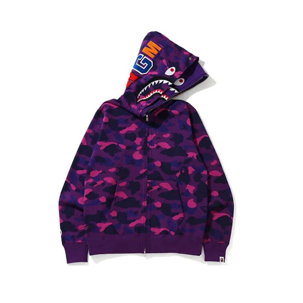 BAPE Shark Hoodie Red Camo — 8805双帽紫