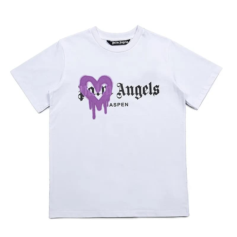 Palm Angels Graphic Tee Bear Flag Print — 2170 white purple