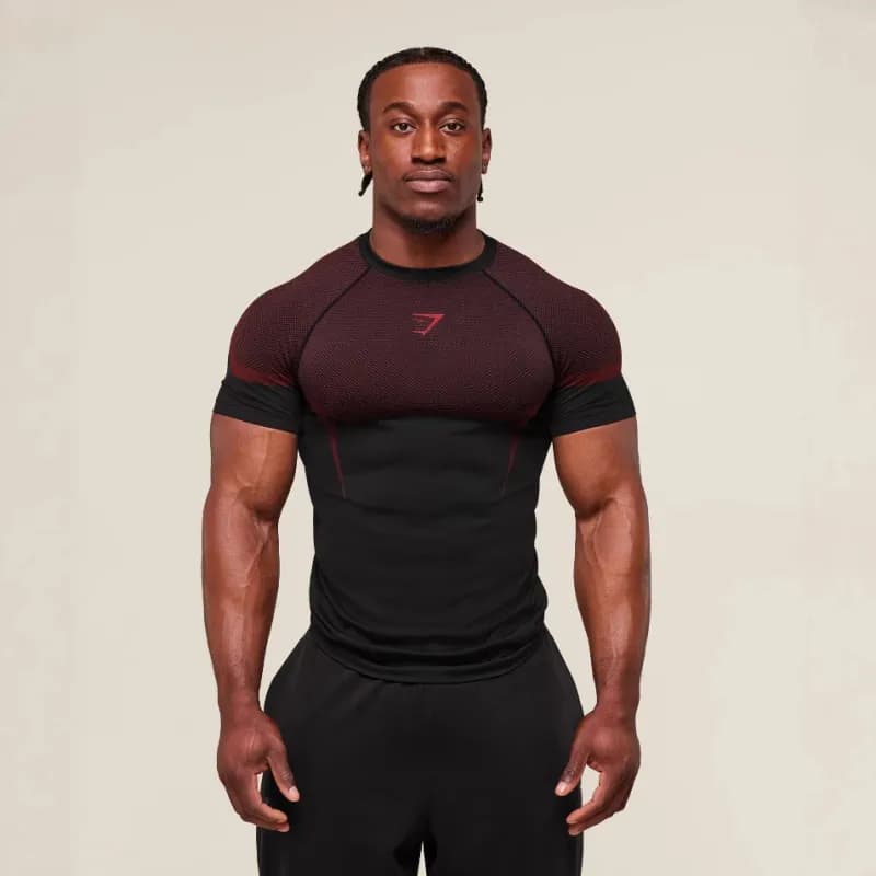 Compression Long-Sleeve Top Custom Print — Red network---red logo