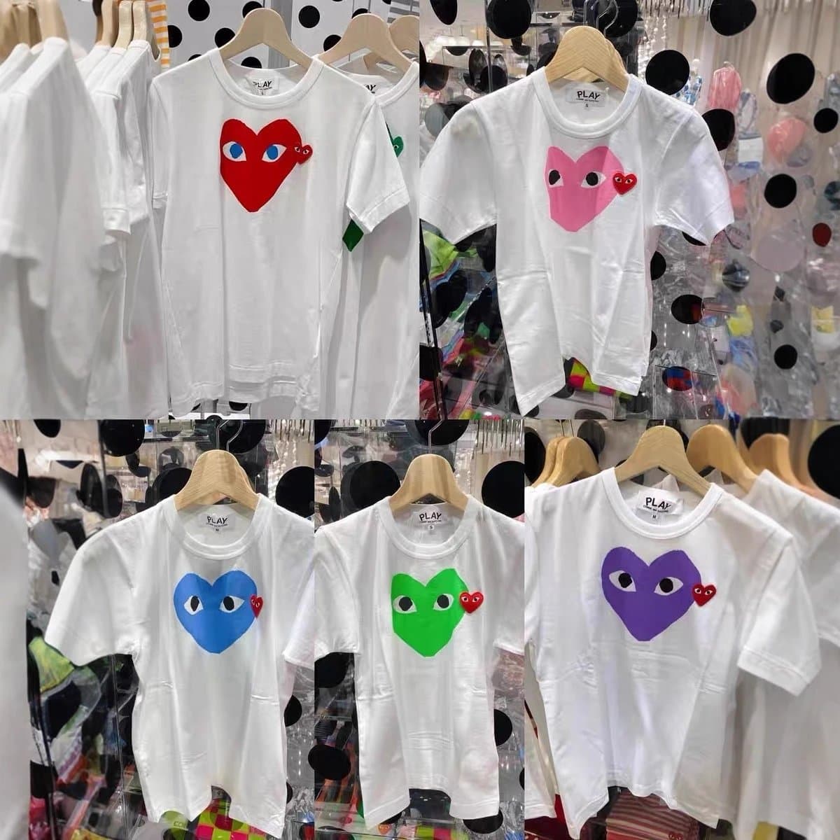 Comme des Garçons Heart Tee Red Heart — 黑色三红心