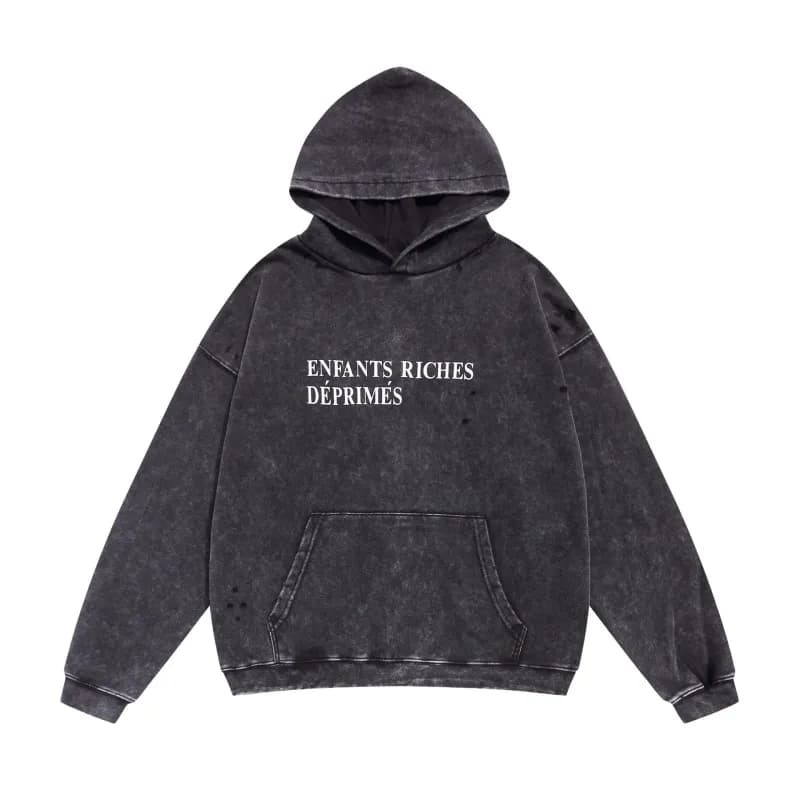 Gallery Dept. Zip-Up Hoodie Distressed Graphic Print — 085