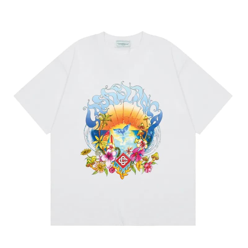 Casablanca Graphic Tee Casa Blanca Column Print — C147 white
