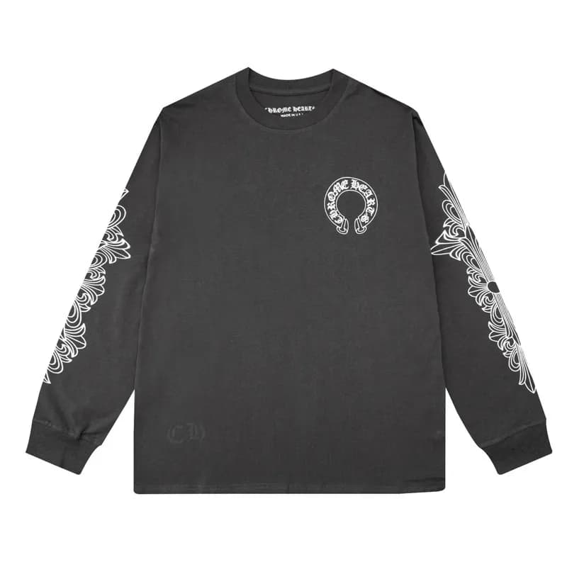 Raglan Long Sleeve Tee Chrome Hearts Crest — K8005 gray
