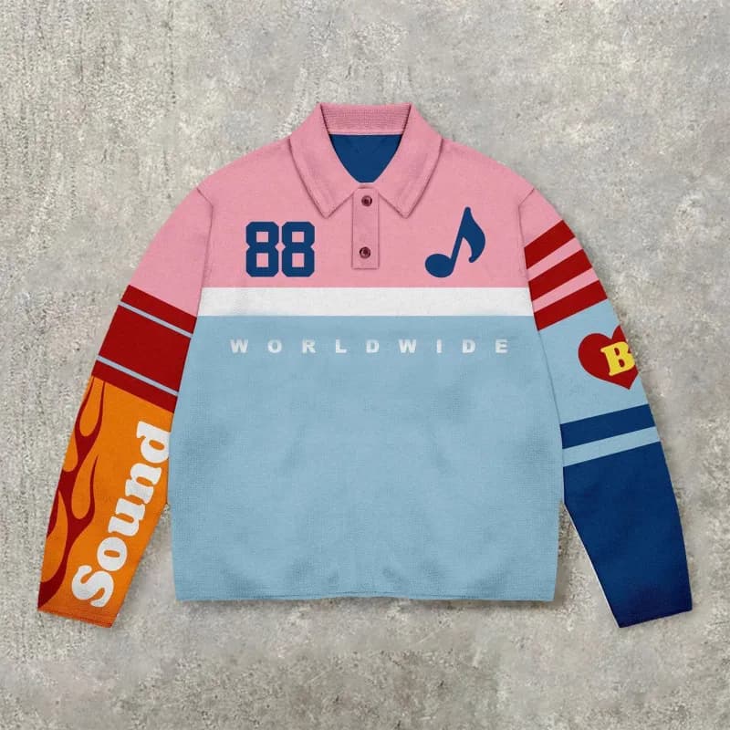 Rugby Shirt Striped Polo with Patches — JZPOLOS5-16