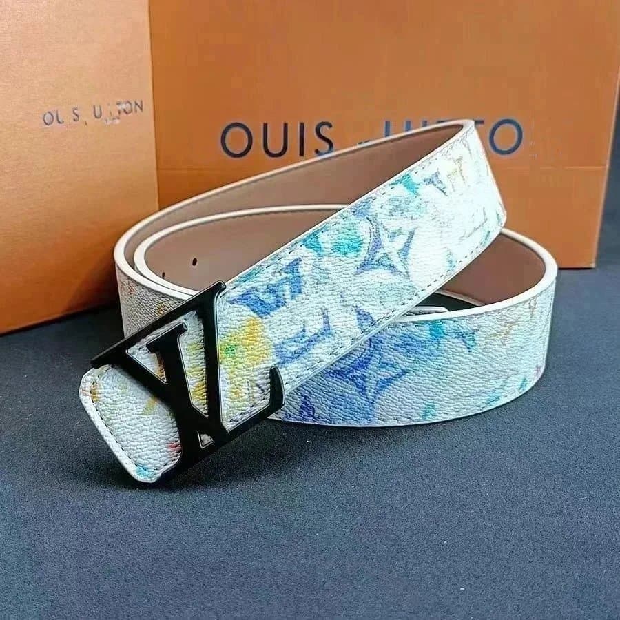Louis Vuitton LV Monogram Belt Embossed Leather — 白涂鸦黑扣【赠送打孔器】