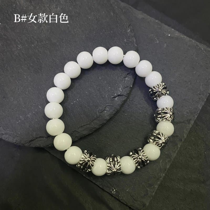 Chrome Hearts Beaded Bracelet Turquoise and Silver — B#女款白色
