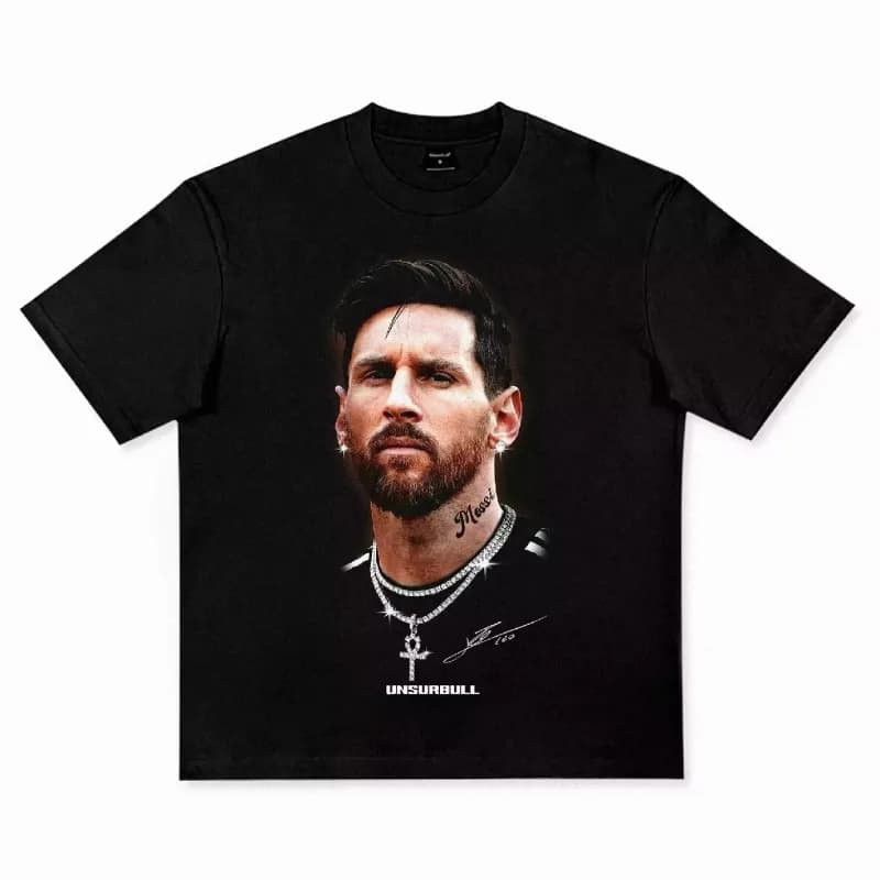 Travis Scott Graphic Tee Lionel Messi Portrait