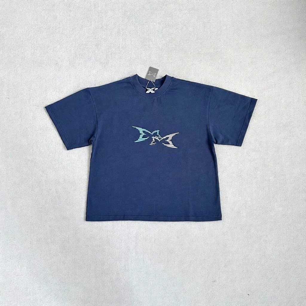 Short-Sleeve Button-Up Shirt Grid Check — 立体压花/深蓝