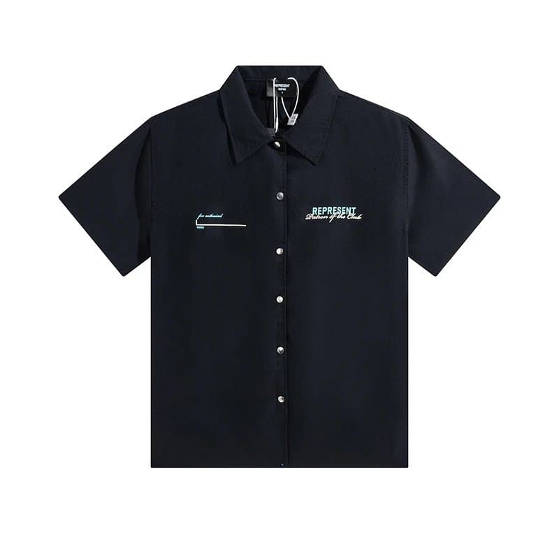 Represent Short-Sleeve Button-Up Shirt Embroidered Logo