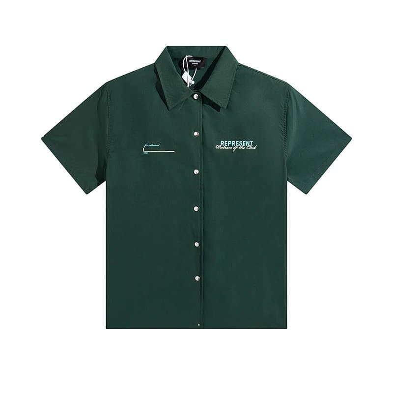 Represent Short-Sleeve Button-Up Shirt Embroidered Logo