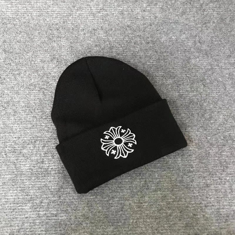 Chrome Hearts Beanie Lips & Cross Logo — 黑色十字花