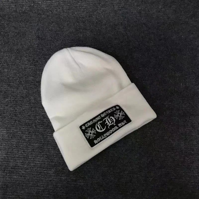 Chrome Hearts Beanie Lips & Cross Logo — 白色CH