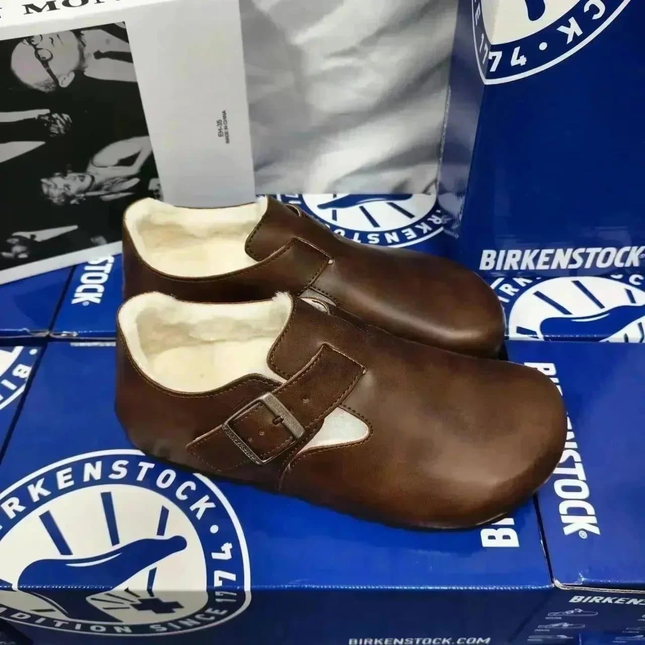 Birkenstock Boston Clog Suede — 全包款 棕色皮面加绒