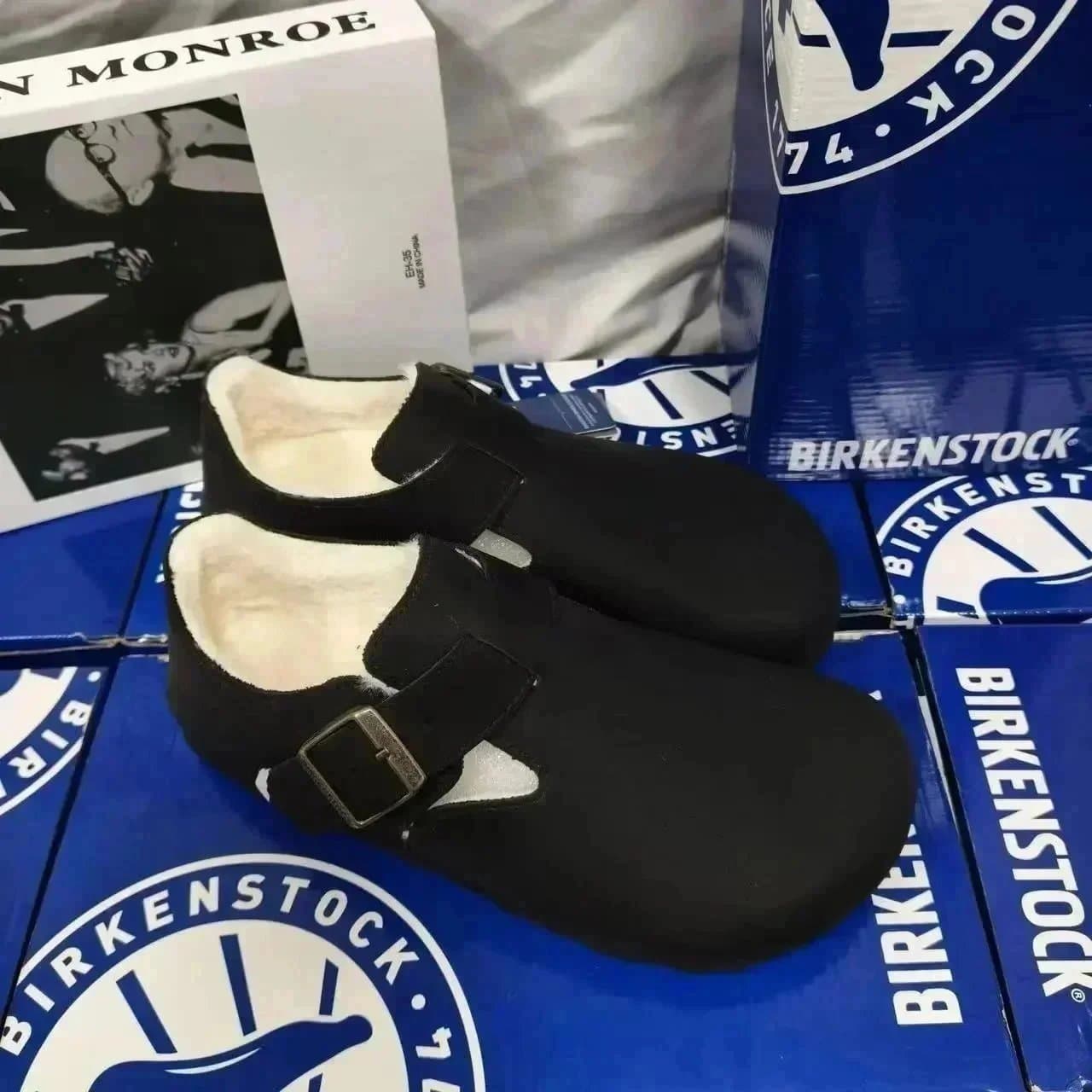 Birkenstock Boston Clog Suede — 全包款 黑色皮面加绒