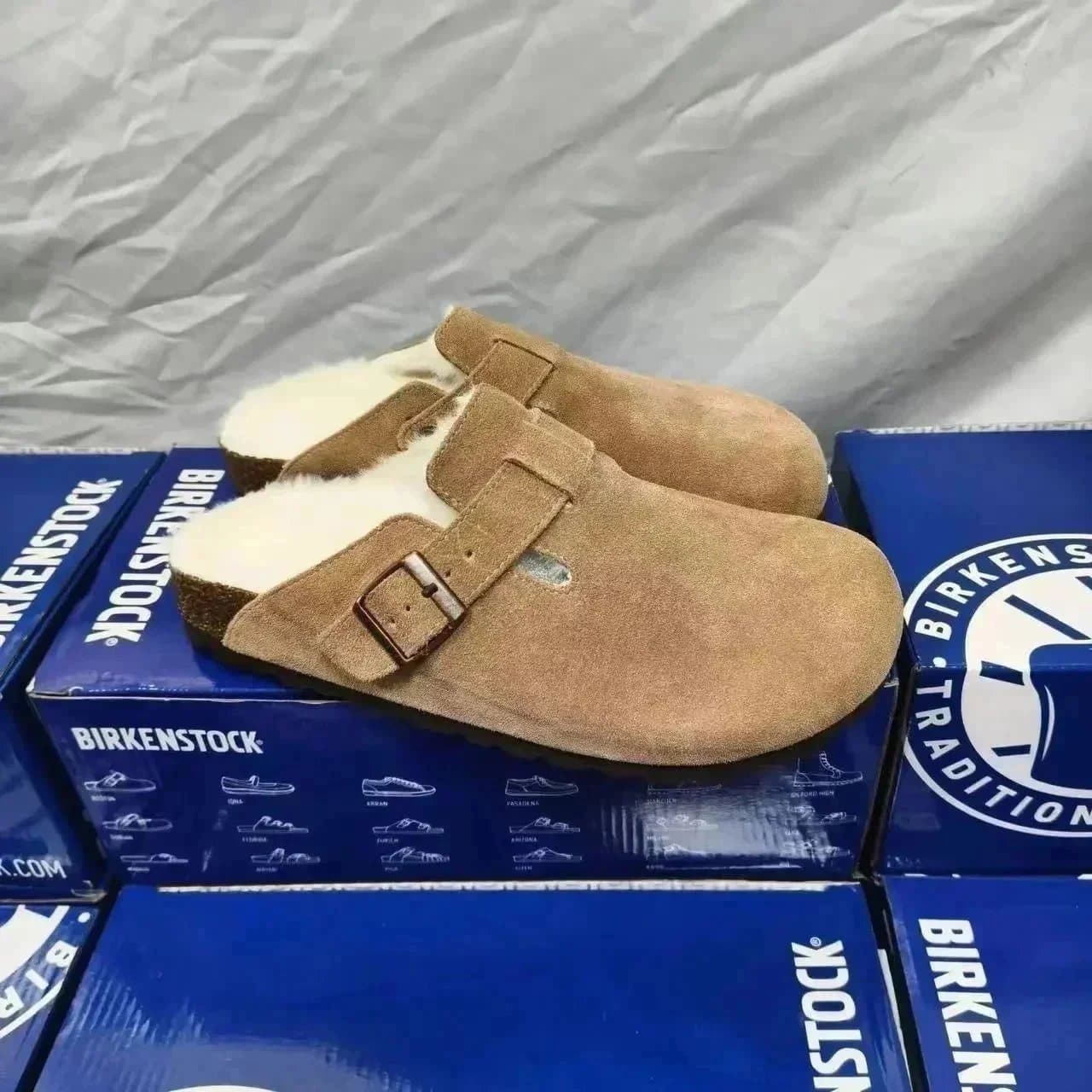 Birkenstock Boston Clog Suede — 泥浆色加绒