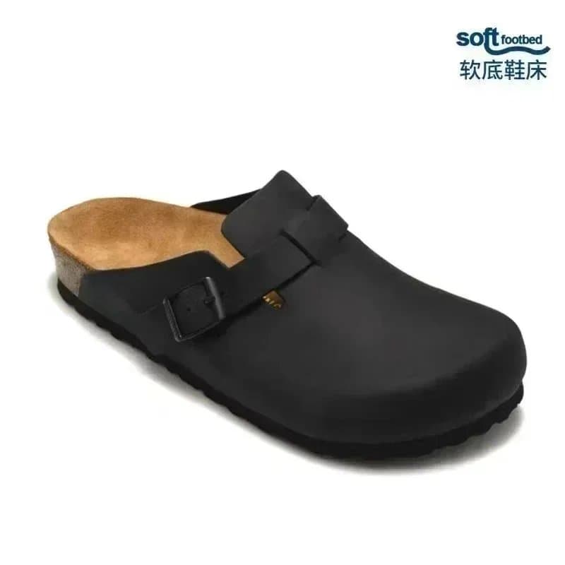 Birkenstock Boston Clog Suede — 黑色皮面