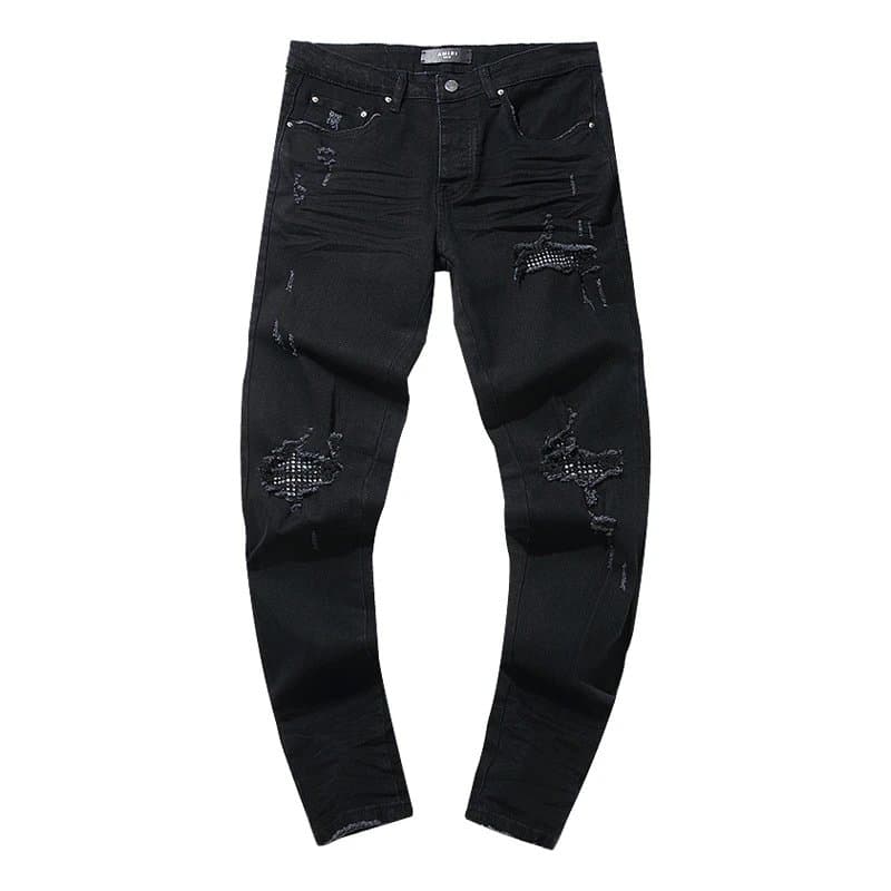 Distressed Slim Fit Jeans Paint Splatter Ripped — 15