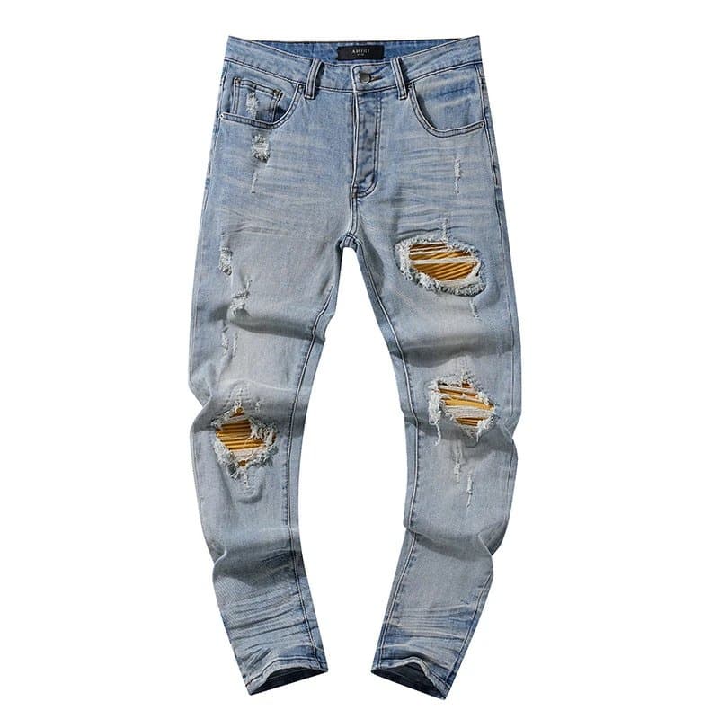 Distressed Slim Fit Jeans Paint Splatter Ripped — 27